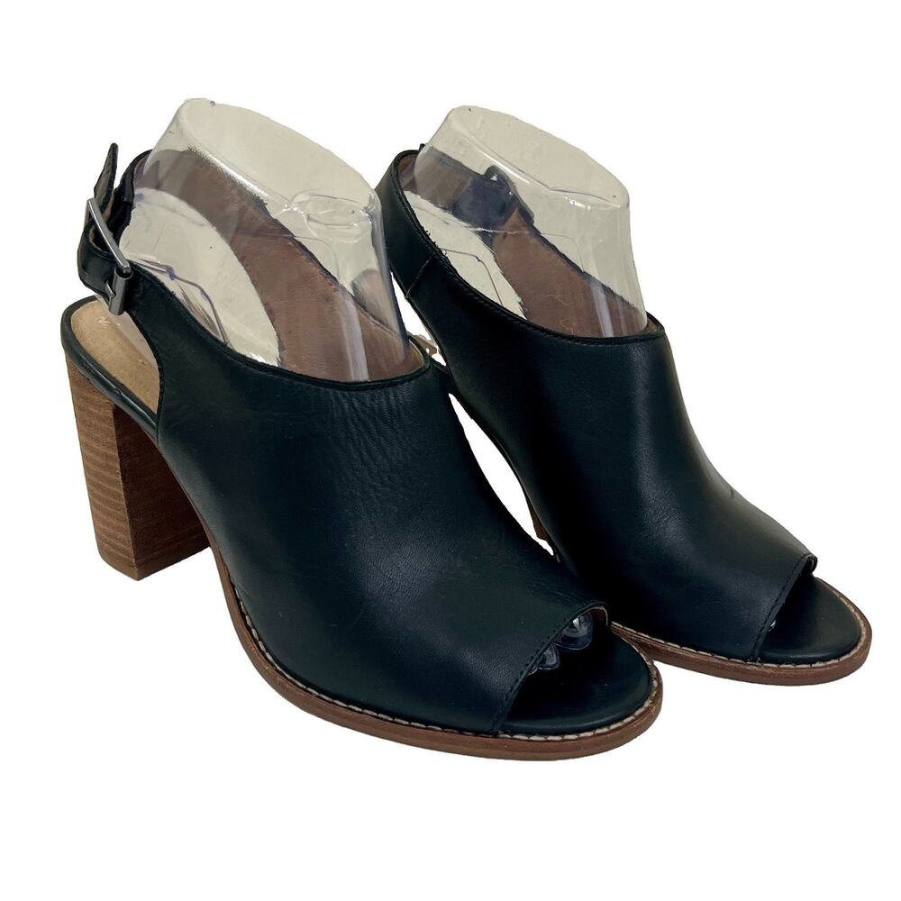 Madewell Cary Leather Slingback Sandals Women’s 8 Open Toe Block Heel Black